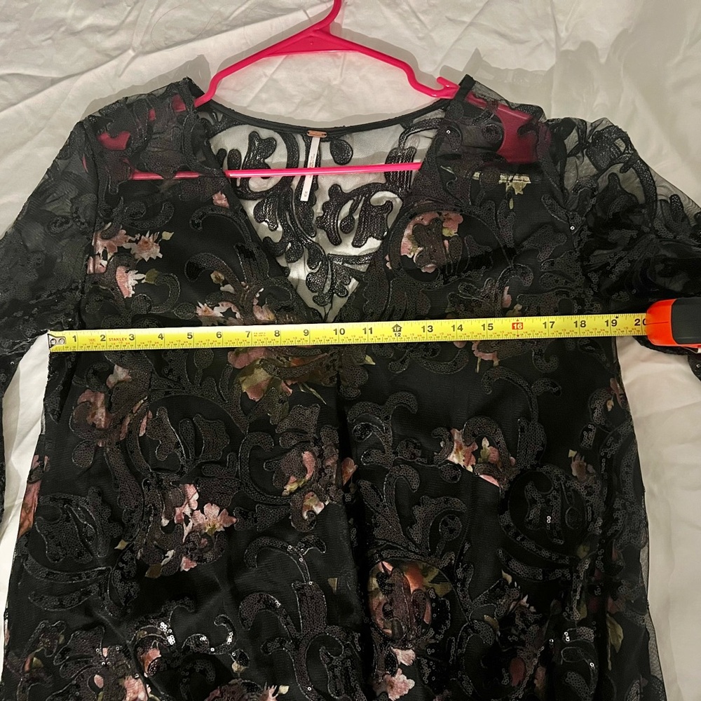 Free People Boho Black Sheer Sequin Tunic Dress - Picture 12 of 13
